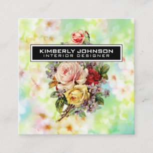 Elegantes Blumendesign Minimalistisches Editierbar Quadratische Visitenkarte