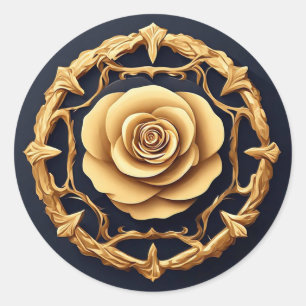 Elegantes Blumendesign mit Golddetails Runder Aufkleber