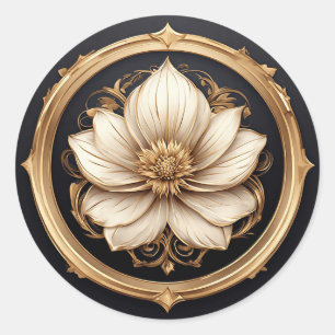 Elegantes Blumendesign mit Golddetails Runder Aufkleber