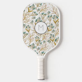 Elegantes Blumendesign mit goldener Textur Pickleball Schläger