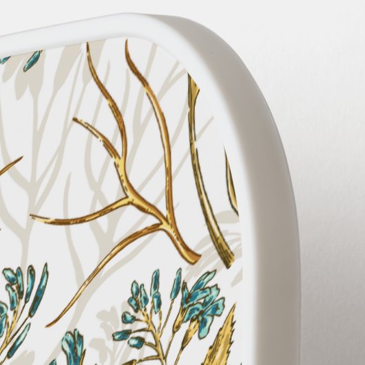 Elegantes Blumendesign mit goldener Textur Pickleball Schläger (Linke Seite)