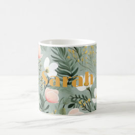 elegantes Blumendesign mit Namen Kaffeetasse