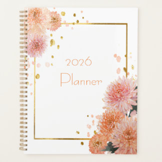 Elegantes Blumendesign mit Rosa und Gold Planer