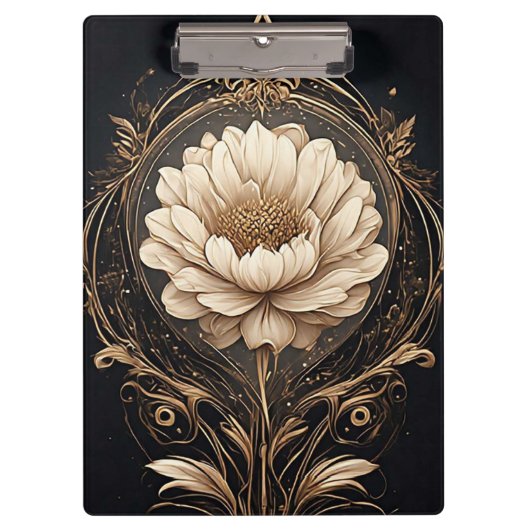Elegantes Blumendesign mit Verzierten Mustern Klemmbrett (Vorderseite)