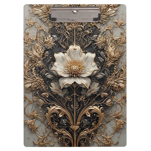 Elegantes Blumendesign mit Verzierten Mustern Klemmbrett (Vorderseite)