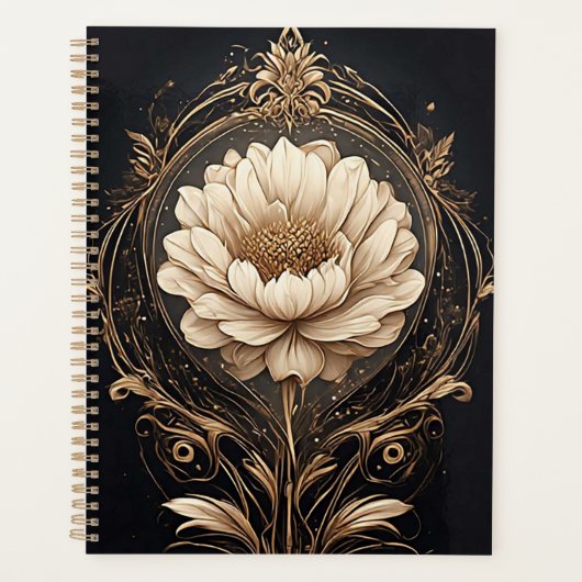 Elegantes Blumendesign mit Verzierten Mustern Planer (Vorderseite)