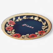 Elegantes Blumendesign Pappteller (Schrägansicht)