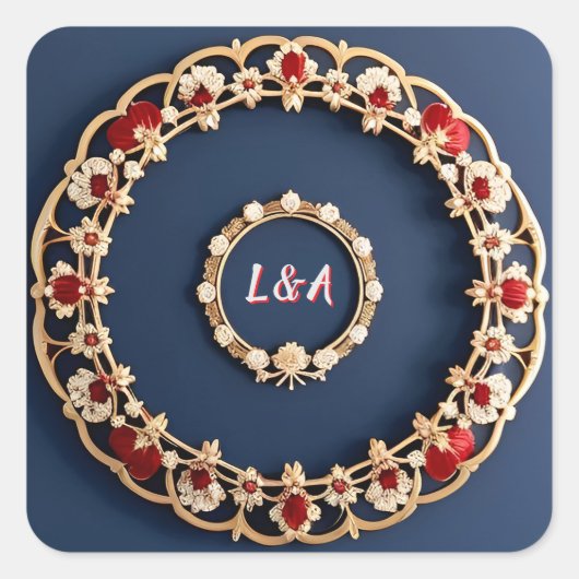 Elegantes Blumendesign Quadratischer Aufkleber (Vorderseite)