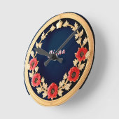 Elegantes Blumendesign Runde Wanduhr (Winkel)