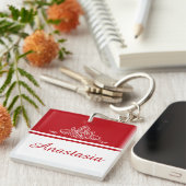 Elegantes Blumendesign Schlüsselanhänger (Vorderseite rechts)