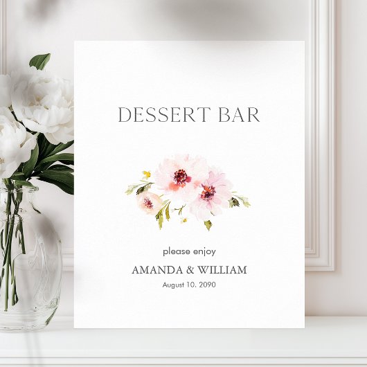 Elegantes Blumendessert Bar Sign Poster
