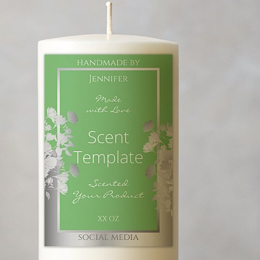 Elegantes Blumenerzeugnis Etikett Grün und Silber