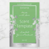 Elegantes Blumenerzeugnis Etikett Grün und Silber (Einzelnes Label)