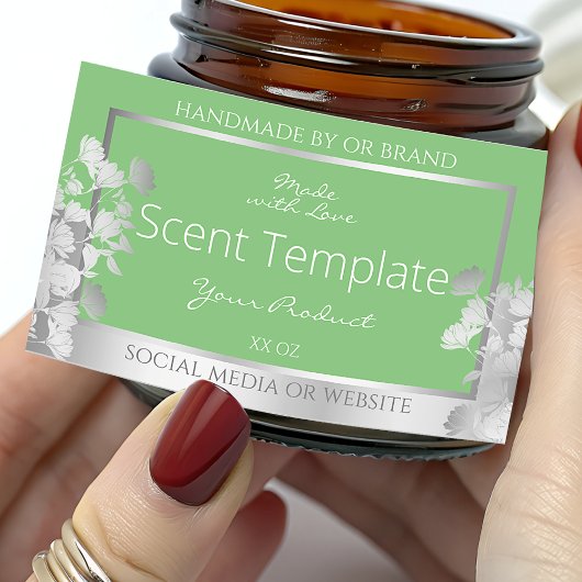 Elegantes Blumenerzeugnis Etikett Grün und Silber Rechteckiger Aufkleber