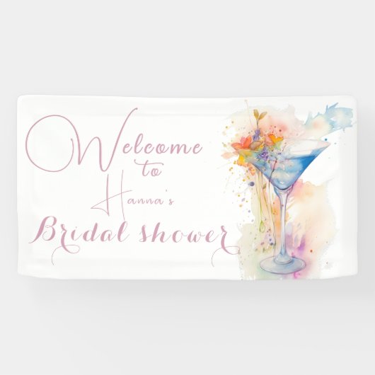 elegantes, blumenfarbenes Brautparty Banner (Horizontal)