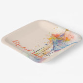 elegantes, blumenfarbenes Brautparty Pappteller (Gewinkelt)