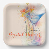 elegantes, blumenfarbenes Brautparty Pappteller (Vorderseite)