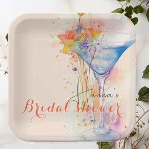 elegantes, blumenfarbenes Brautparty Pappteller