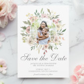 Elegantes, blumenfarbenes Foto Rosa Save The Date