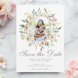 Elegantes, blumenfarbenes Foto Rosa Save The Date