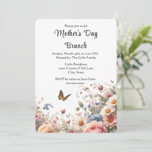 Elegantes Blumenfest Muttertag Einladung (Stehend Vorderseite)