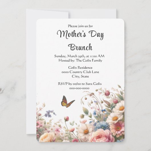 Elegantes Blumenfest Muttertag Einladung (Vorderseite)