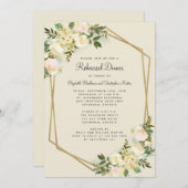 Elegantes Blumenfestival Hochzeit Gold Probe Dinne Einladung (Vorne/Hinten)