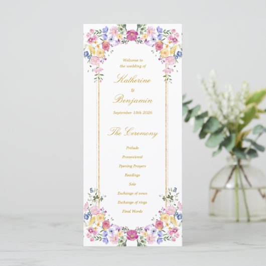 Elegantes Blumengarten-Frühlingshochzeitsprogramm Programm (Stehend Vorderseite)