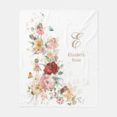 Elegantes Blumengarten Monogram Girl-Kinderzimmer Fleecedecke (Vorderseite)