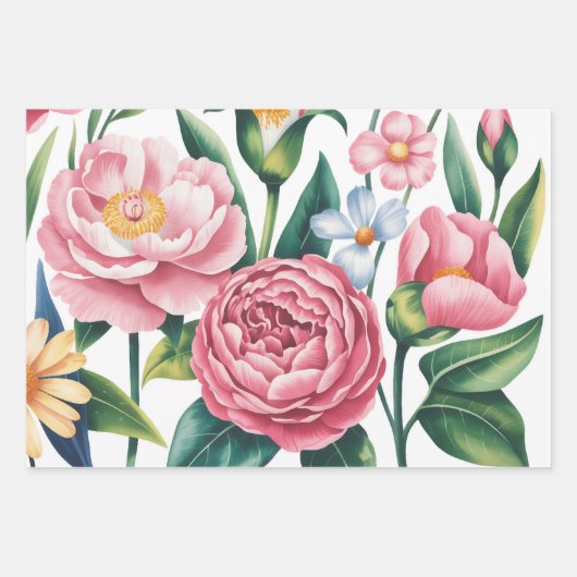 Elegantes Blumengartenpapier Geschenkpapier Set (Vorderseite 3)