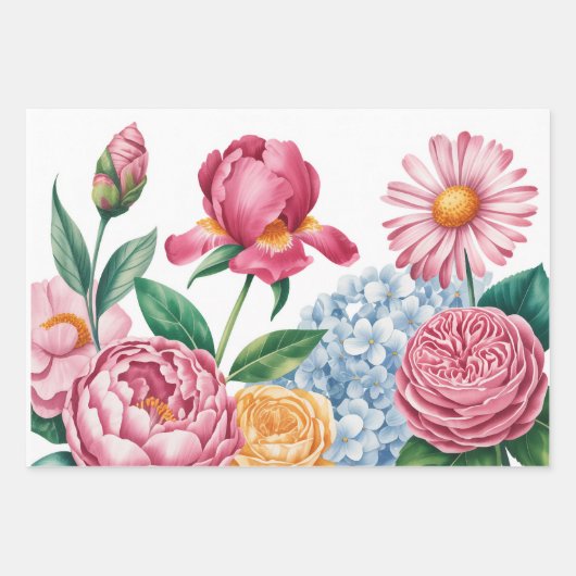 Elegantes Blumengartenpapier Geschenkpapier Set (Vorderseite 2)