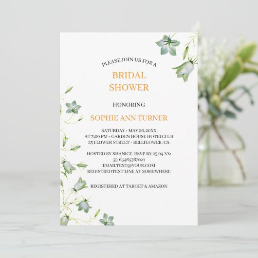 Elegantes Blumengebirge Brautparty Einladung (Stehend Vorderseite)