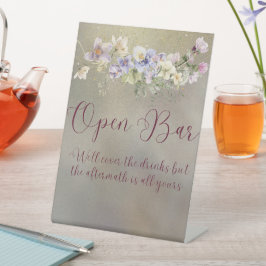 Elegantes Blumengeburtsheim Open Bar Sign Sockelschild