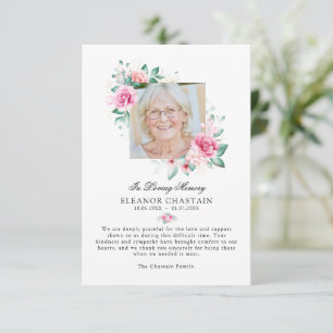 Elegantes Blumengedenken Foto Trauer Gedenken Dankeskarte