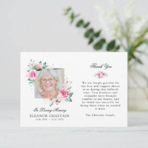 Elegantes Blumengedenken Foto Trauer Gedenken Dankeskarte