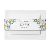 Elegantes blumengelb-blaues Hochzeitmonogramm Einladungsbanderole (Vorderseite Beispiel)