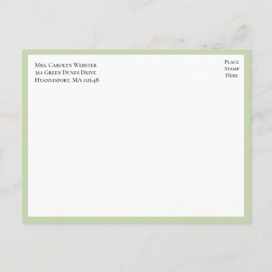 Elegantes Blumengelb Probe Abendessen Einladungspostkarte (Rückseite)