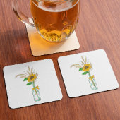 Elegantes Blumengelb Rechteckiger Pappuntersetzer