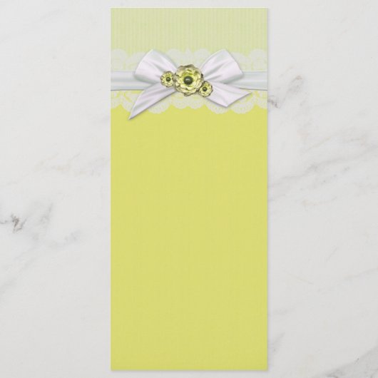 Elegantes Blumengelbes Hochzeitmenü Menükarte (Rückseite)