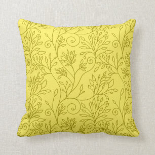 Elegantes, blumengelbes Kissen