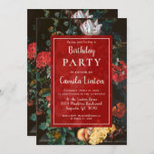 Elegantes Blumengemälde Geburtstagsparty Einladung (Vorne/Hinten)