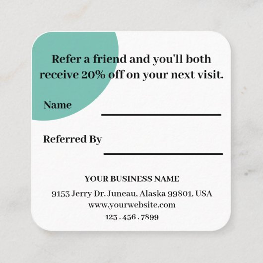 Elegantes Blumengeschäft Empfehlungskarte (Rückseite)