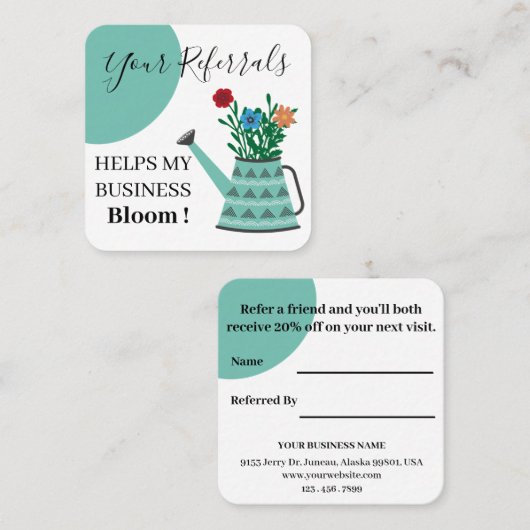 Elegantes Blumengeschäft Empfehlungskarte (Vorne/Hinten)