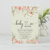 Elegantes, blumengeschmücktes Baby in Bloom Baby S Einladung (Stehend Vorderseite)