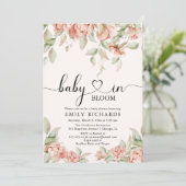 Elegantes, blumengeschmücktes Baby in Bloom Baby S Einladung (Stehend Vorderseite)