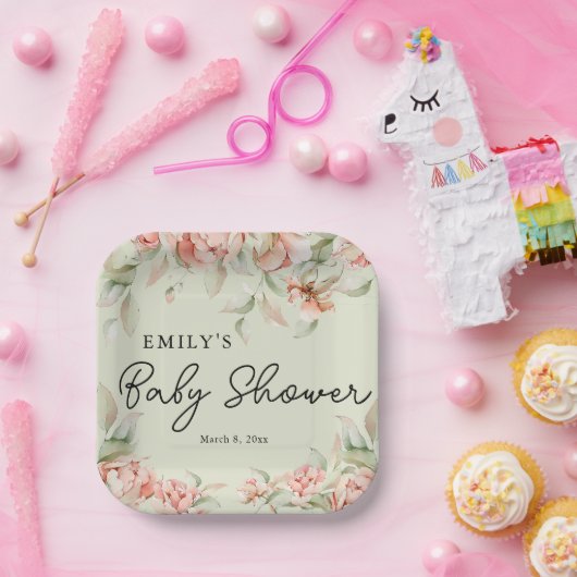 Elegantes, blumengeschmücktes Baby in Bloom Baby S Pappteller (Party)