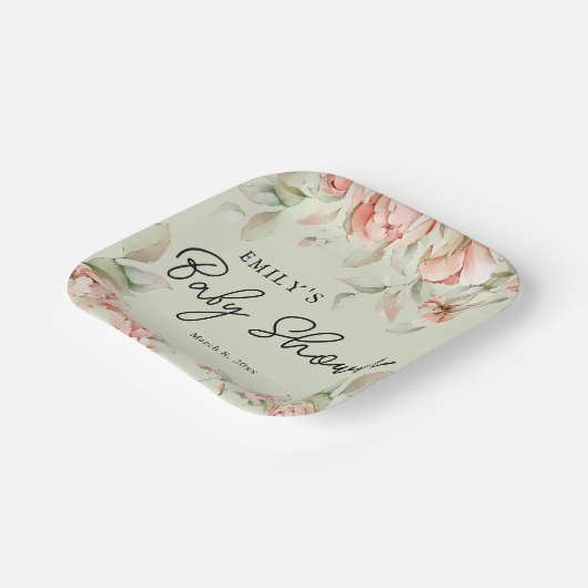 Elegantes, blumengeschmücktes Baby in Bloom Baby S Pappteller (Gewinkelt)