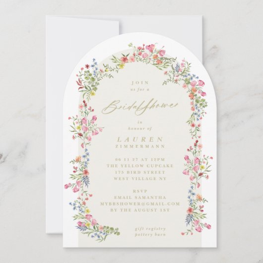 elegantes blumengeschmücktes Brautparty Einladung (Vorderseite)