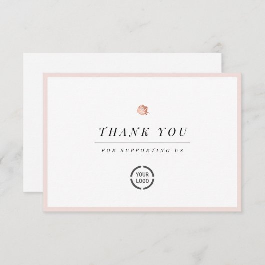 Elegantes, blumengeschmücktes Geschäft der Rose Dankeskarte (Vorne/Hinten)