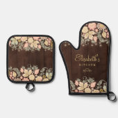 Elegantes, blumengeschmücktes personalisiert ofenhandschuh & Topflappen-Set (Vorderseite)